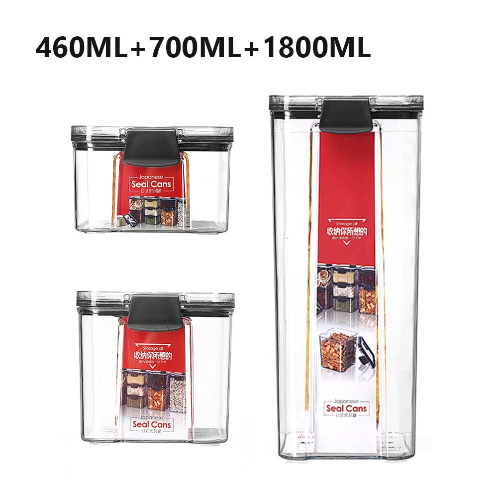 Box Multigrain Cereal Containers Airtight Pantry Pasta Kitchen With Lid Food Storage Container Plastic Transparent Sealed Cans: 460-700-1800
