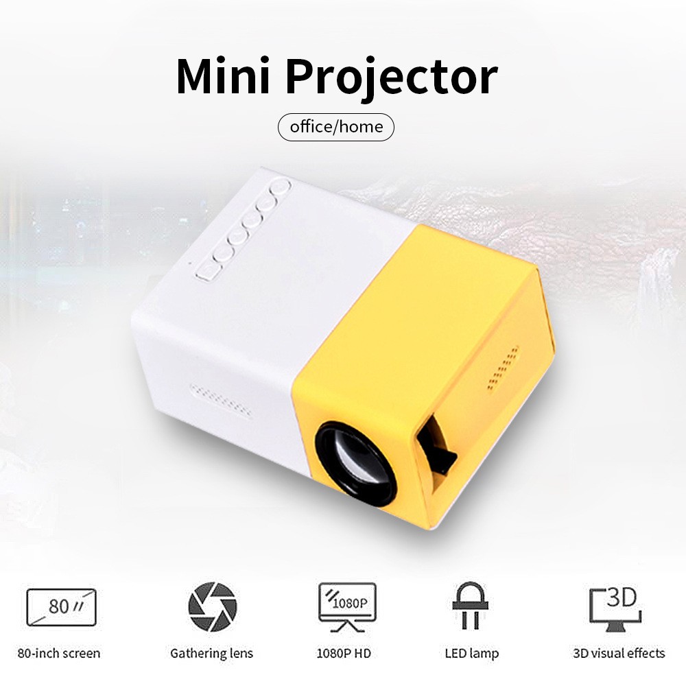 YG300 Mini LED Projector Yg300 Upgraded Version 1000 Lumen 320x240P HDMI-compatible USB Audio Home Media Player Beamer