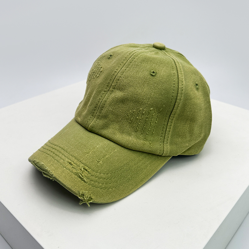 Men Women Gradient American Vintaget Broken Baseball Hats Distress Sunshade Breathable Street Snapback Cap Versatile: army green