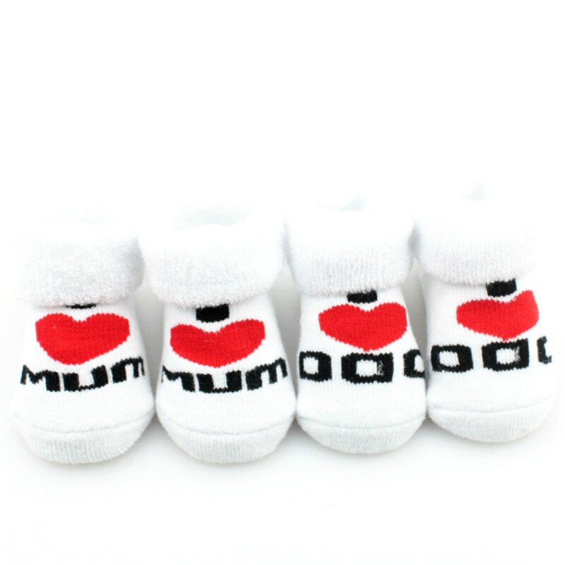 Baby Sokken Antislip Vloer Sokken Love Dad Liefde Mum Engels Letters Pasgeboren Sokken Voor Baby Jongens Meisjes 0-6 Maand