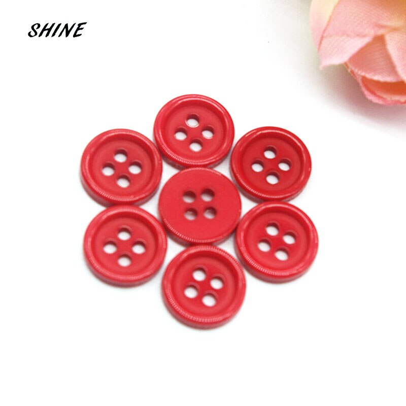 SHINE Resin Sewing Buttons Scrapbooking Round Dark Red Four Holes 11.5mm Dia. 100PCs Costura Botones decorate bottoni botoes