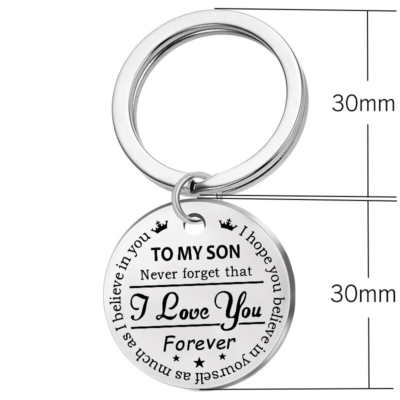 Trendy Stainless Steel Keychain Engraved To My Son Daughter forever Love Mom Keyring Key Chains Charm Love Pendant Jewelry