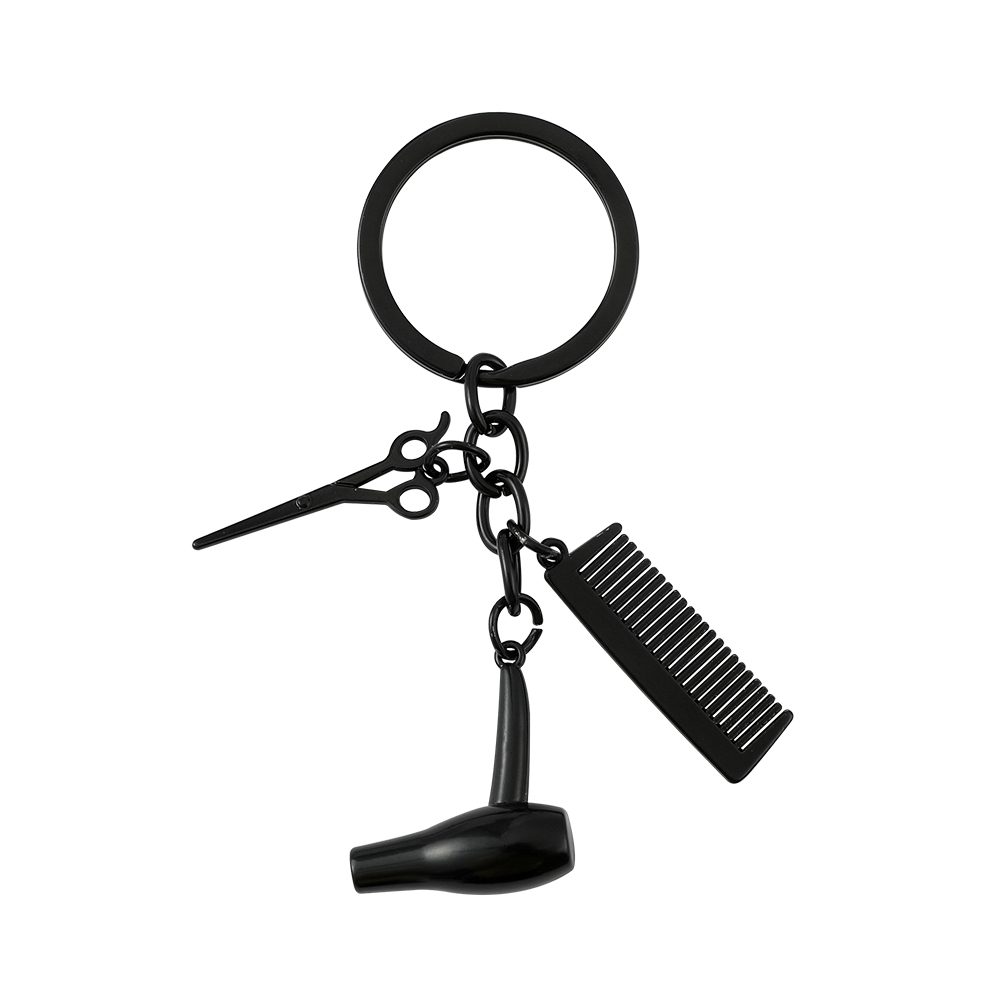 Nuovo creativo strumento per parrucchiere portachiavi asciugacapelli forbici pettine portachiavi parrucchiere regali per donne e uomini accessorio chiave: verde