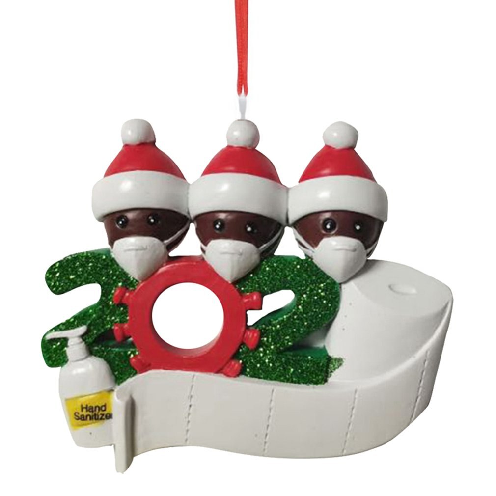 Diy Name Greetings Mask Snowman Christmas Tree Hanging Pendant Christmas Ornament Decorations: 3PC black