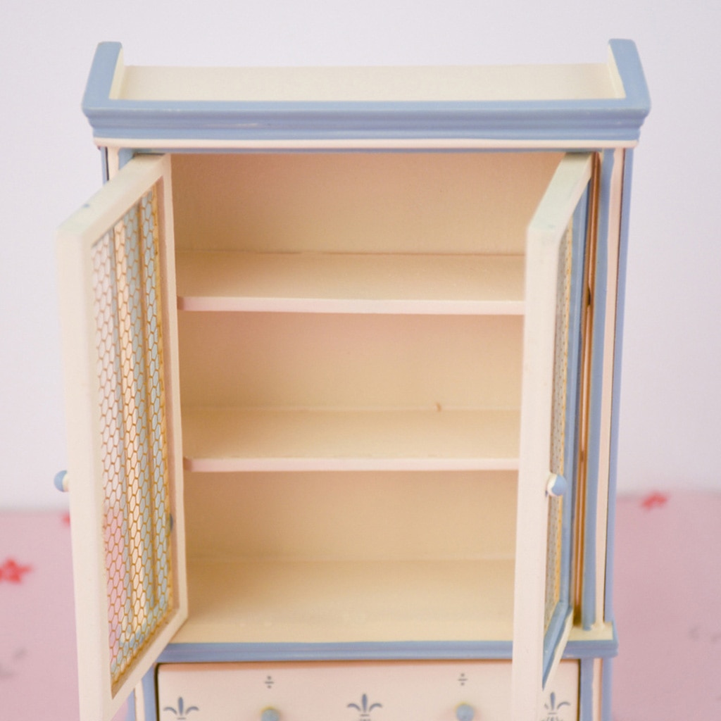 1/12 dukker miniature møbler træ umalet kabinet bogreol til dukkehus
