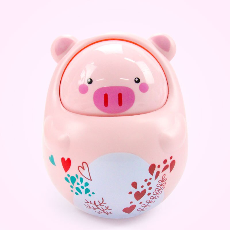 16 soorten Schattige baby Rammelaars bell knikken Pop Knipperen Ogen Tumbler Roly-poly Bijtring speelgoed Pasgeborenen Baby Vroege educatief speelgoed: pink pig