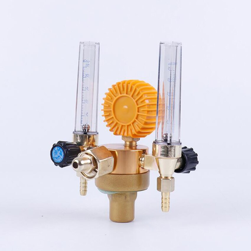 Dual Output Argon Regulator Flowmeter G5/8 Inlet, 15MPA, Argon Gas Meter Pressure Reducing Valve for Argon Arc Welding Machine
