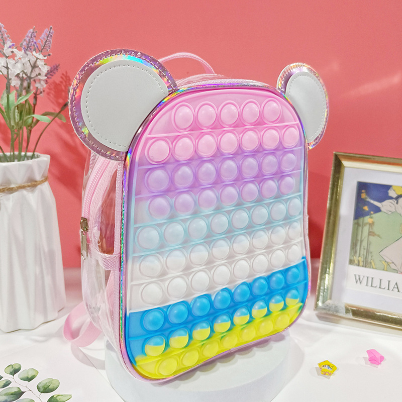 Kinderen Rugzak Anti Stress Tassen Kids Fidget Speelgoed Zachte Squishy Push Bubble Squeeze Meisjes Jongens Tas Opslag Shiny: 10