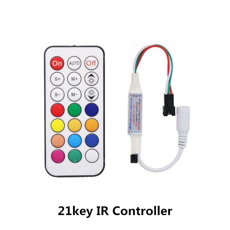 WS2811/WS2812B Led RGB Pixel Controller 14key/17key/21key Remote Wireless RF IR Digital Color Strip Light Controller DC5V-24V