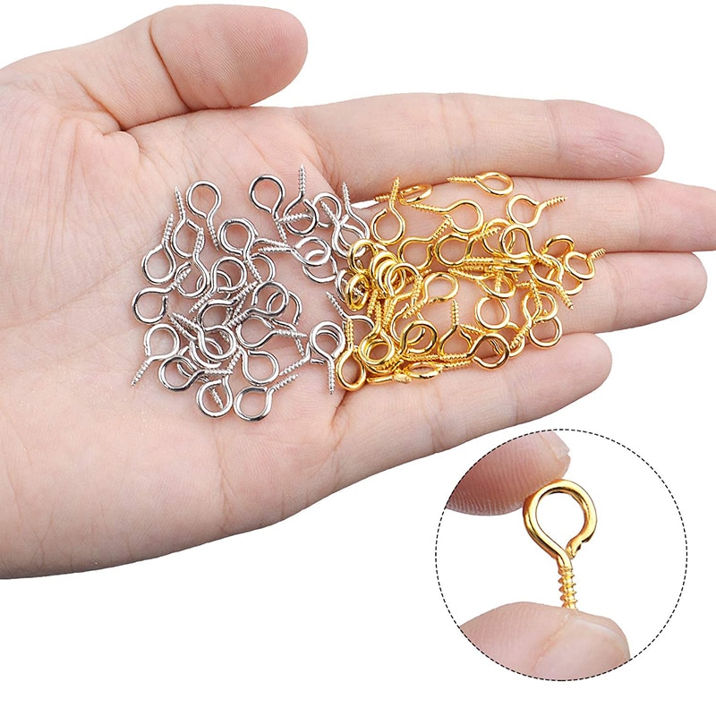 4X8Mm Kleine Tiny Mini Eye Pins Eyepins Haken Oogjes Schroefdraad Gold Sluitingen Haken Sieraden Bevindingen Voor maken Diy 400 Stks/partij