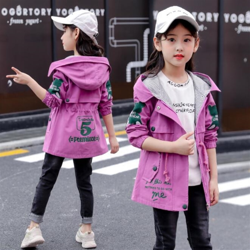5-12Y Spring autumn Girls jacket children's clothing girl trench coat kids jacket girl coats Trench Wind Dust Outerwear