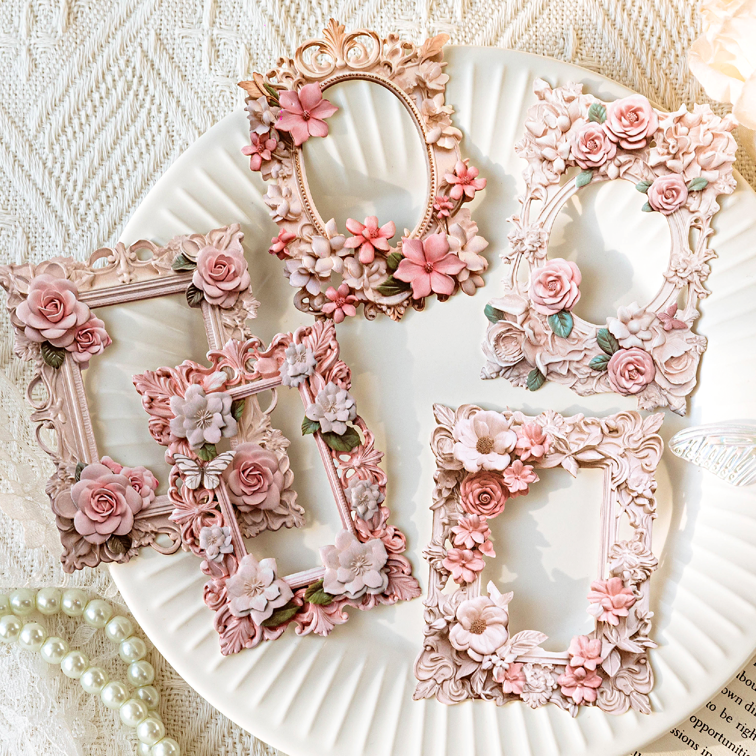 10 unids/pack Vintage flores ahuecadas borde Collage tarjeta alivio estilo europeo y americano manual Material decorativo papel