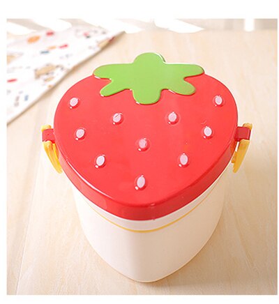 500ml Strawberry Shape Lunch Box,2 Layer Food Fruit Storage Bento Boxs Red Pink Microwave Tableware Kid Cute School Bowl: 02