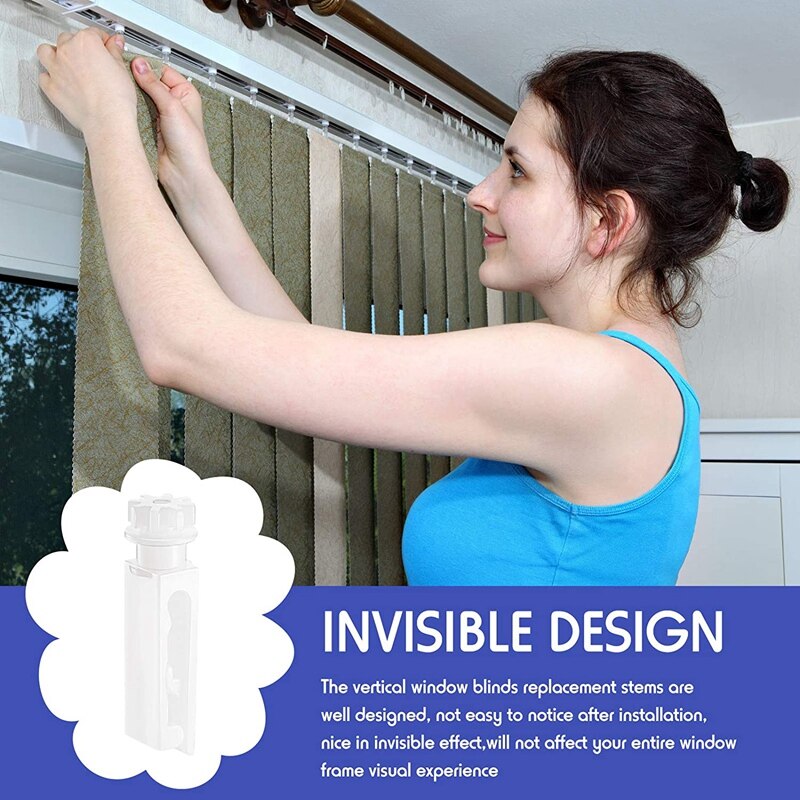 30Pcs Vertical Blind Stem Replacement White Stems For Vertical Window Blind Vertical Blind Carrier Stem