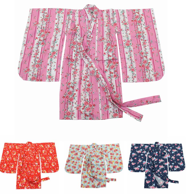 Barn japansk kimono klänning barn flickor badrock krantryck badrock samuraj sakura yukata scen kostymer
