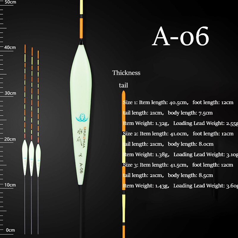 Boya de pesca de agua dulce, 3 unidades/lote, Boya de pesca con gran flotabilidad, accesorios de pesca: A-06 3pieces