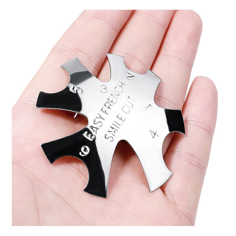 Cortador de uñas de acero inoxidable con forma ovalada, plantilla para manicura francesa, 8 tamaños, 1 unidad, novedad de