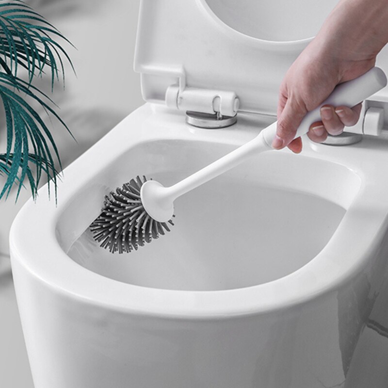 Brosse de toilette en Silicone à poils souples, support mural pour salle de bains, outil propre, caoutchouc thermoplastique Durable