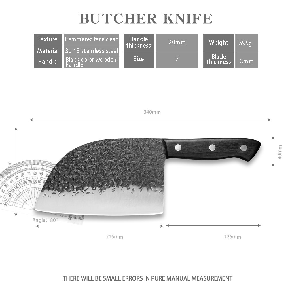 Forged Kitchen Knives High Carbon Steel Handmade Hammered Fixed Blade Chef Knives Chinese Cleaver Slicing Meat Cooking Tools: C