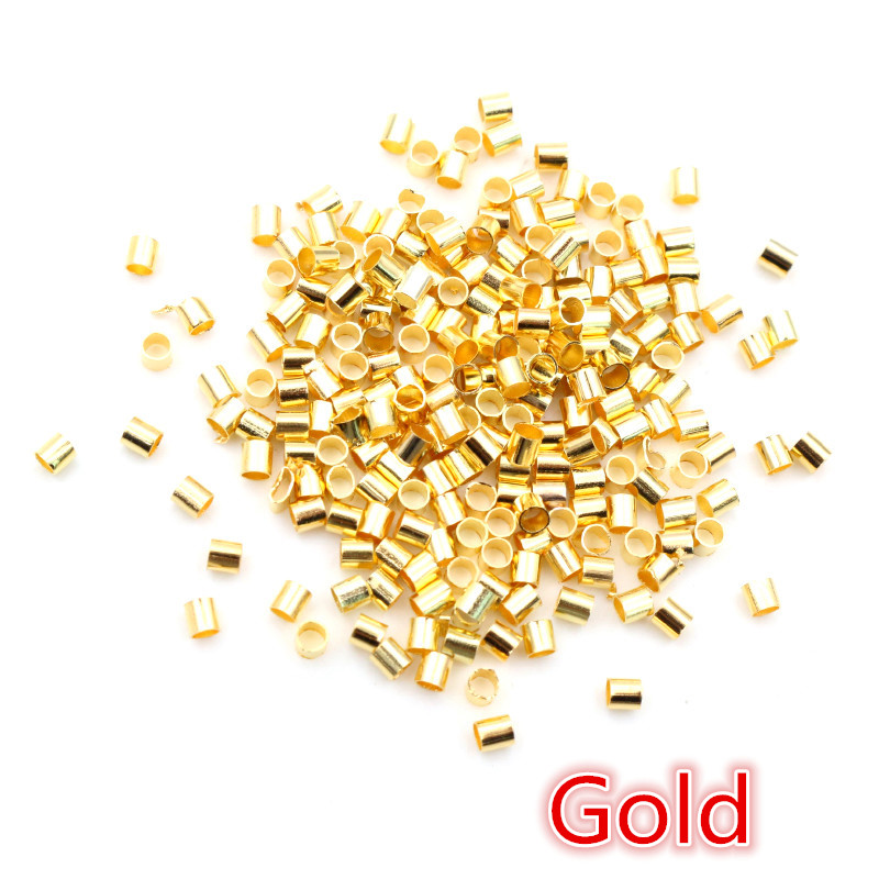 500pcs 1.5 2.0mm Or Argent Couleur Tube Crimp End Perles Bouchon Spacer Perles Pour Collier Fabrication de Bijoux DIY conclusions Fournitures: L / Bleu