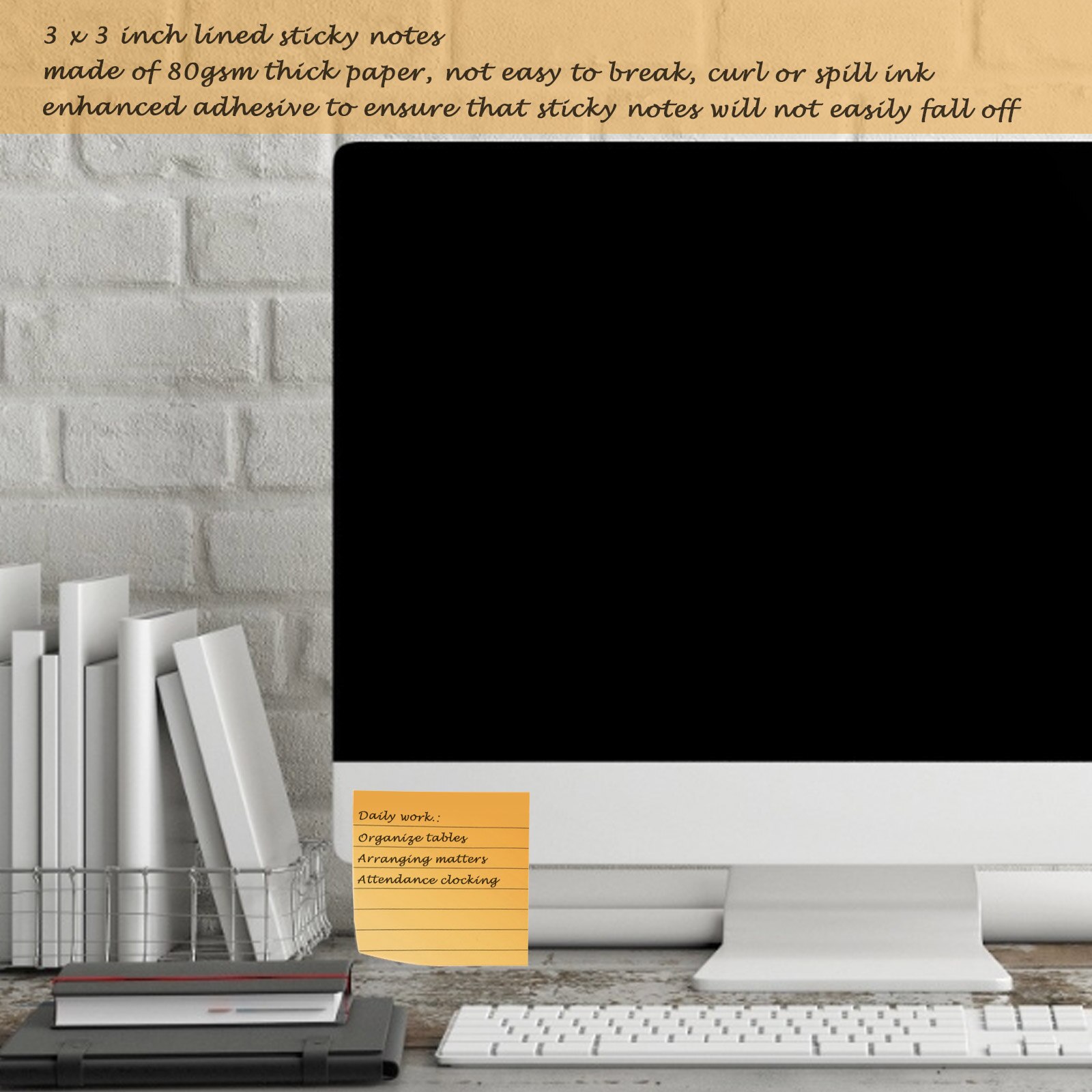Lined Sticky Notes Colorful Super Sticking Power Memo Pad Strong Adhesive Note Simple Striped Paper Memo Pad Removable