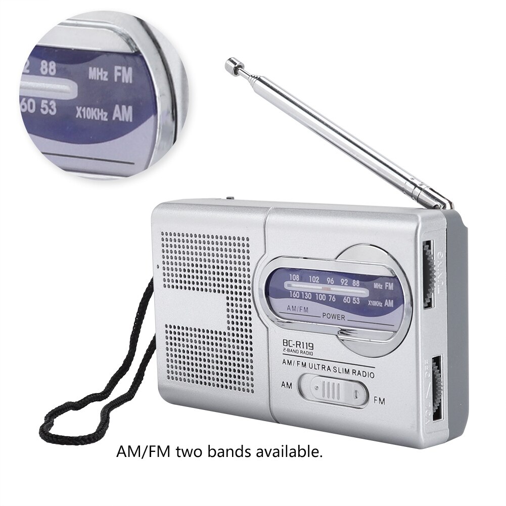 Am/Fm Oude Mode Radio Multifunctionele Mini Pocket Am/Fm BC-R119 Radio Speaker Ontvanger Telescopische Antenne