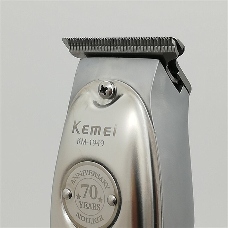 Kemei 1949 Hair Clipper All Metal Men Electric Cordless Hair Trimmer 0mm Baldheaded T Blade Finish Haircut Machine