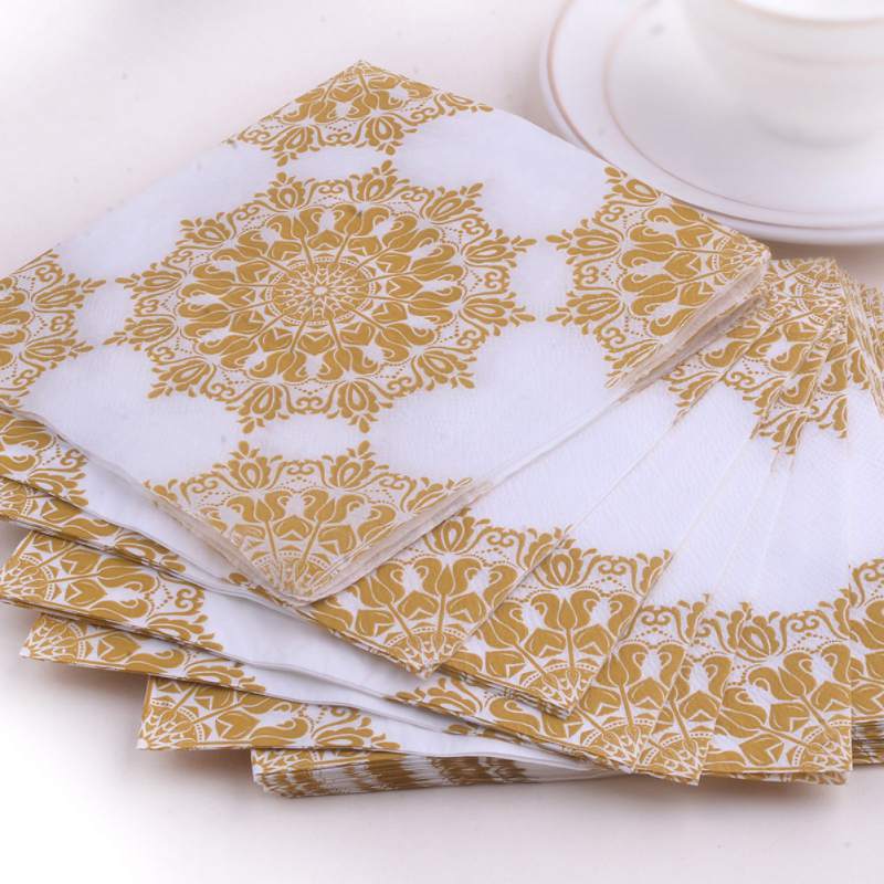 20Pcs/Pack Printed Beverage Napkins Disposable Paper Drink Napkins Wedding Party Dinner Decorative Napkins Party Tissue Decoupag
