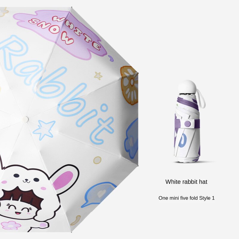 Mini Paraguas portátil para mujer, sombrilla pequeña de bolsillo, Anti UV de sol, luz de lluvia de viaje, Paraguas plegable bonito para niño y niña: violet
