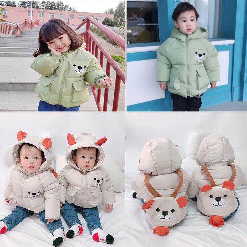 Jongens En Meisjes Down Parka Cartoon Dikke Fluwelen Bovenkleding Voor Baby 0-5 Jaar Oude Kinderen Leuke Winter Warm jas Hooded Kleding