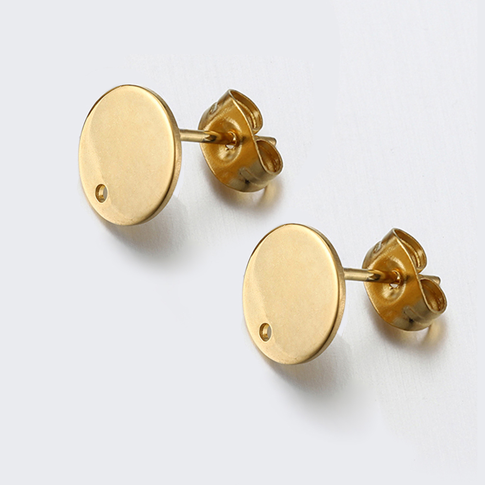 10 Uds. De pendientes dorados de acero inoxidable con forma de corazón de amor para pendientes DIY, Base para hacer joyas, accesorios de componentes con dijes colgantes con agujeros: Castaño