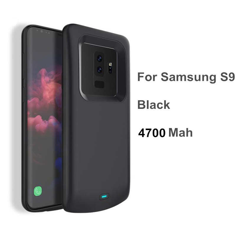 Para samsung galaxy note 9 caso de bateria carga rápida carregador externo capa power bank para samsung galaxy s9 caso de bateria s9 mais: S9 Black