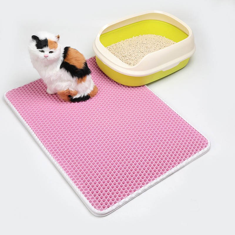 Rechteck Wasserdichte Waben Katze Matten EVA Pet Trapping Halter Katzen Matte Non-slip Puppy Pads: pink / 45x60cm