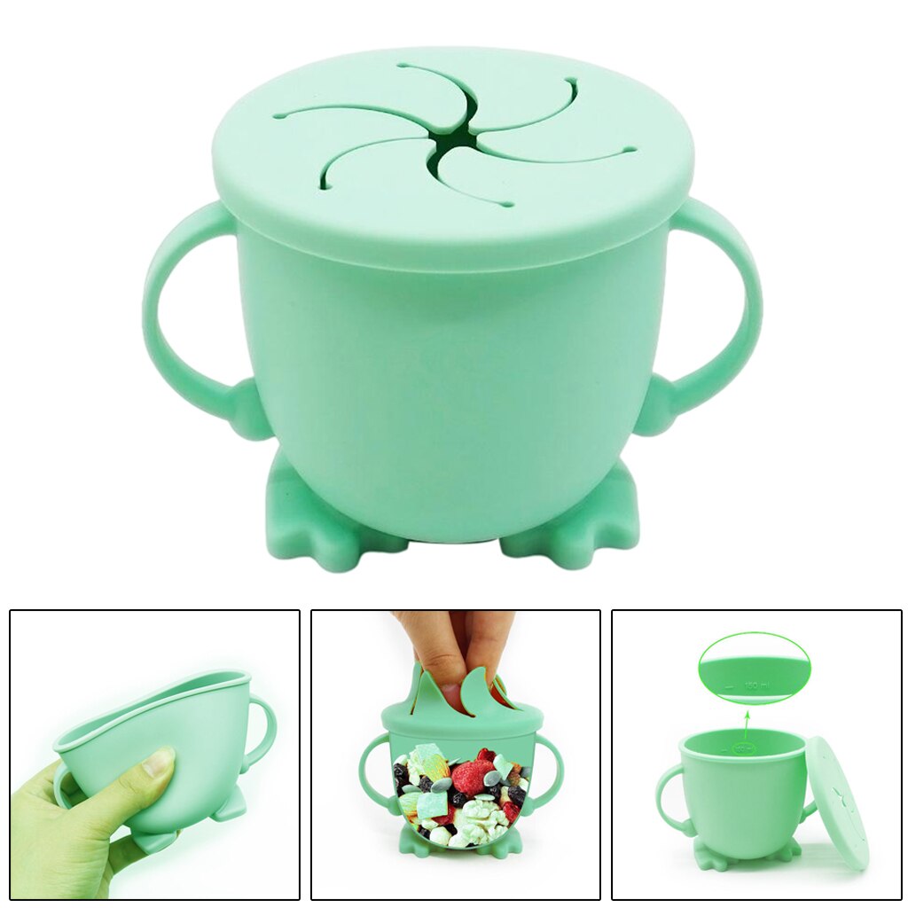 Spill-Proof Baby Kids Peuter Baby Siliconen Snack Cup Met Deksel Snack Kom Container