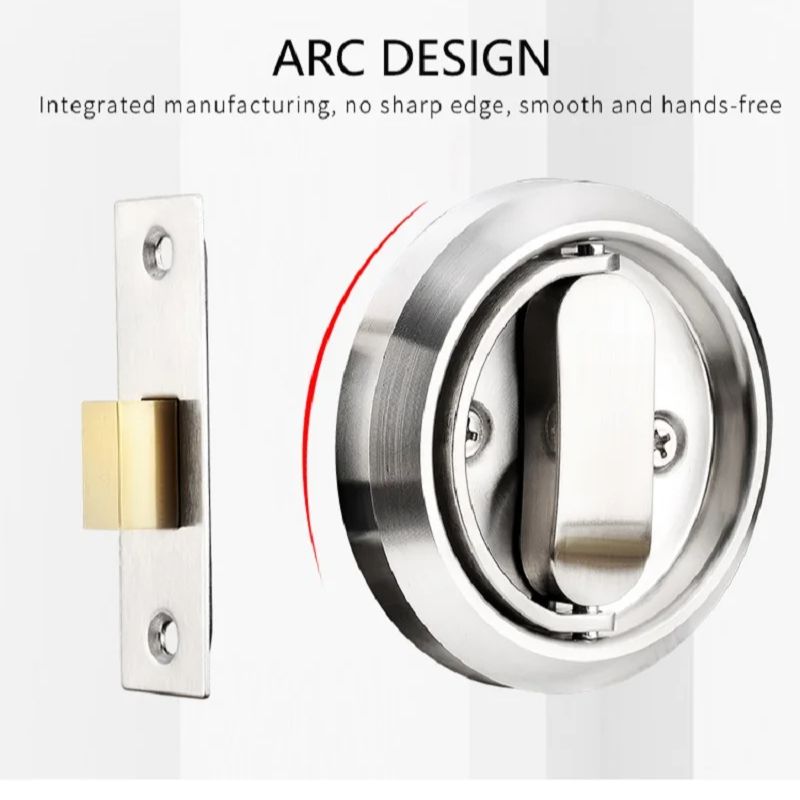 1Pcs Invisible Door Lock With Key Indoor Household Door Anti-theft Single Double-Sided Round Lock Stainless Safety Door Locks