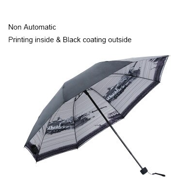 3 Folding Windproof Van Gogh Oil Painting Umbrella Outdoor Women Sun Protection Umbrella For Women Girl