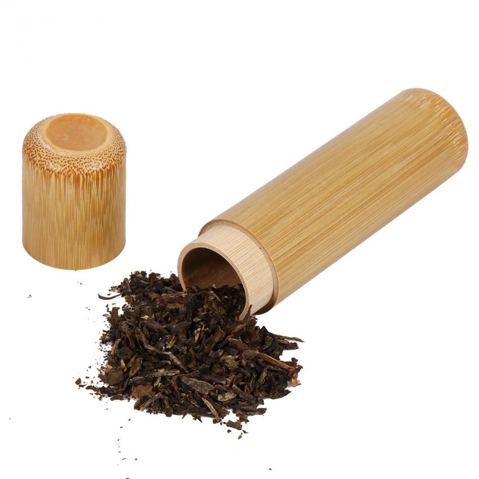 1Pcs Portable Round Shape Bamboo Tea Storage Box Handmade Natural Tea Jar Storage Holder Wooden Container With Lid
