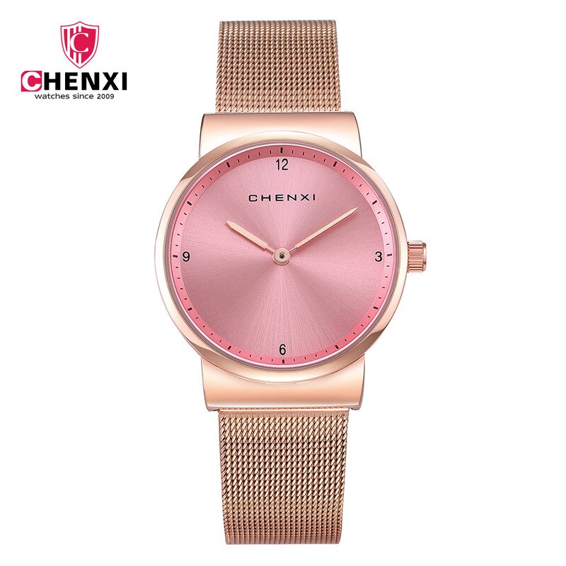 CHENXI relojes de mujer moda couple montre-bracelet minimaliste montre-bracelet pour hommes relogio feminino femmes montres à quartz hodinky: Woman rose gold pink