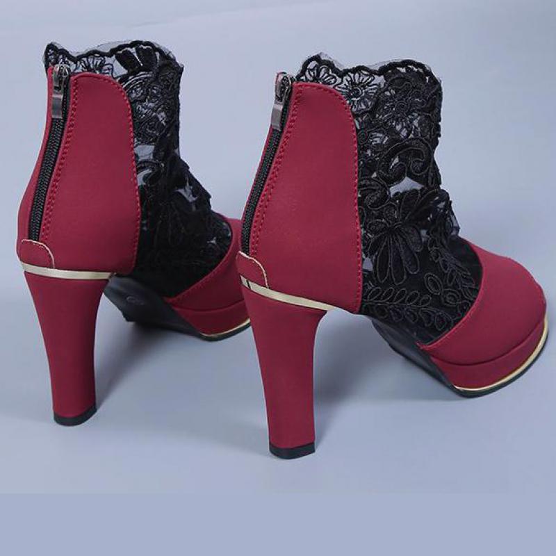 Sandales à talons grossiers, chaussures de bal de mariage Sexy, en gaze, maille étanche, européennes et américaines, printemps et été