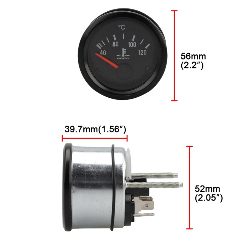 52mm compteurs universels modifiés pour voiture, type aiguille, 40-120 degrés celsius, compteur de température d'eau vdo