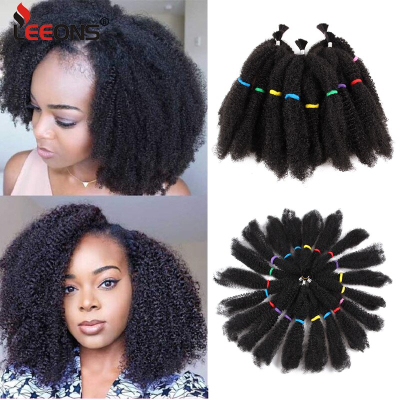 Leeons Krullend Gehaakte Vlechten 12 Inch Afro Kinky Bulk Haar Voor Vlechten Synthetische Vlechten Hair Extensions Hoge Temperatuur Fiber