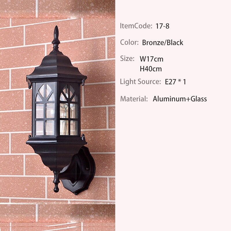 ledet utebelysning vegglys utelys med ledet balkonglys aluminium  e27 lampe: 17-8 w17 h40cm / Svart