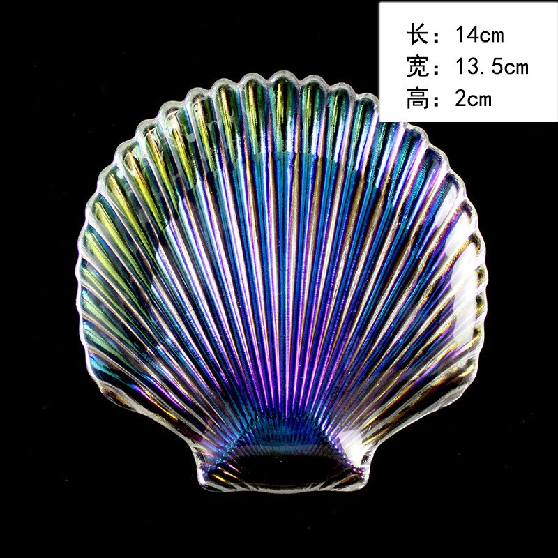 Série océan bol en verre cristal sans plomb, en forme de conque, assiette Phnom Penh, assiette à festons, étoile de mer, collation, salade: Colorful shell plate