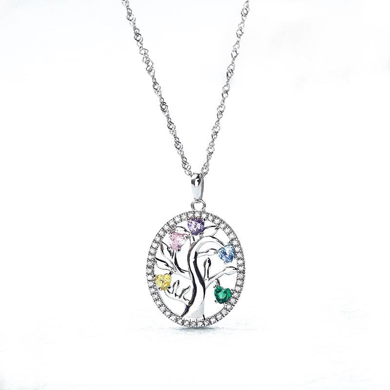 Sterling Silber 925 Baum Des Lebens Anhänger Bunte Kristall Zirkonia Anhänger passen Halskette Frauen Nur Anhänger: Pendant