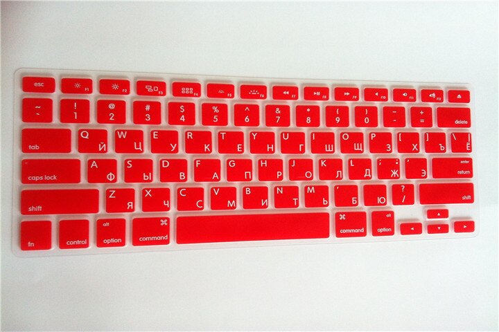 Dla Macbook Air pro 13 15 A1466 A1502 A1369 A1398 A1286 A1278 rosyjski list klawiatura silikonowa pokrywa pokrowiec ochronny ze skóry: red