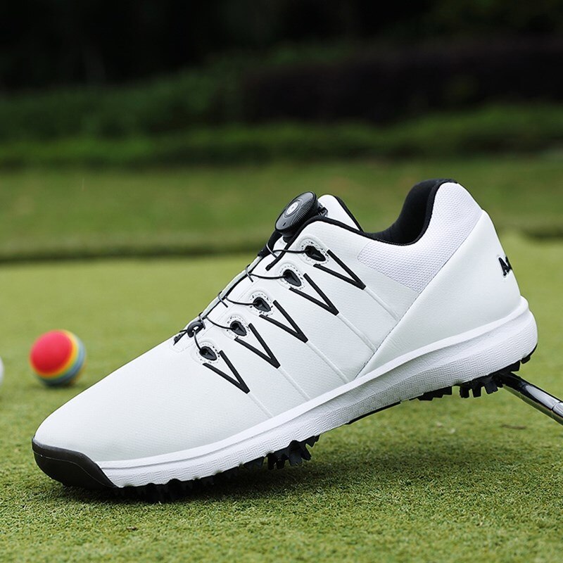Golf Shoes Men Big Size 39-47 Sports Shoes Waterproof Knobs Buckle Breathable Anti-slip Golf Shoe Mens Training Black Sneakers