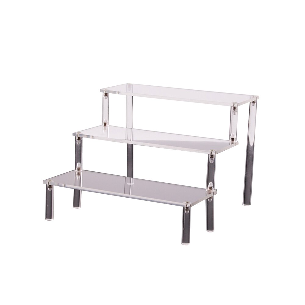 Klar akryl display stativ kosmetikk oppbevaringsstativ avtakbar stige rammeholder leketøy bilveske parfyme modellholder: 19.5 x 21 x 14.5cm