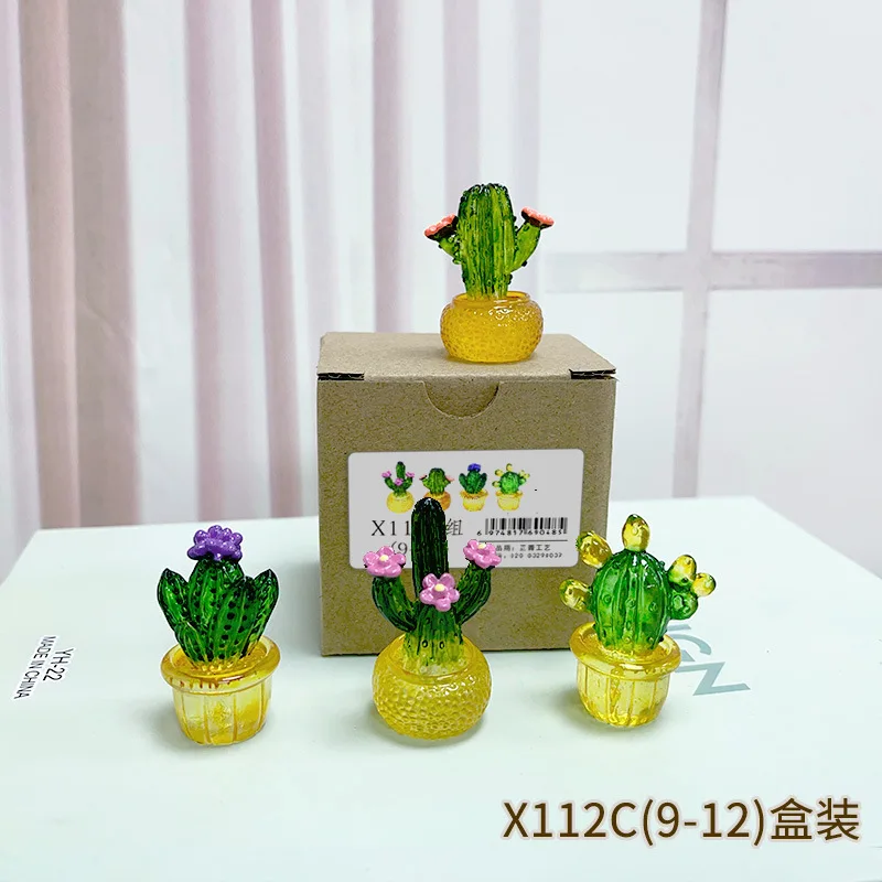 Mini figuritas de Cactus para decoración de escritorio, estatua suculenta, planta de bonsái en maceta, micropaisaje: Grey