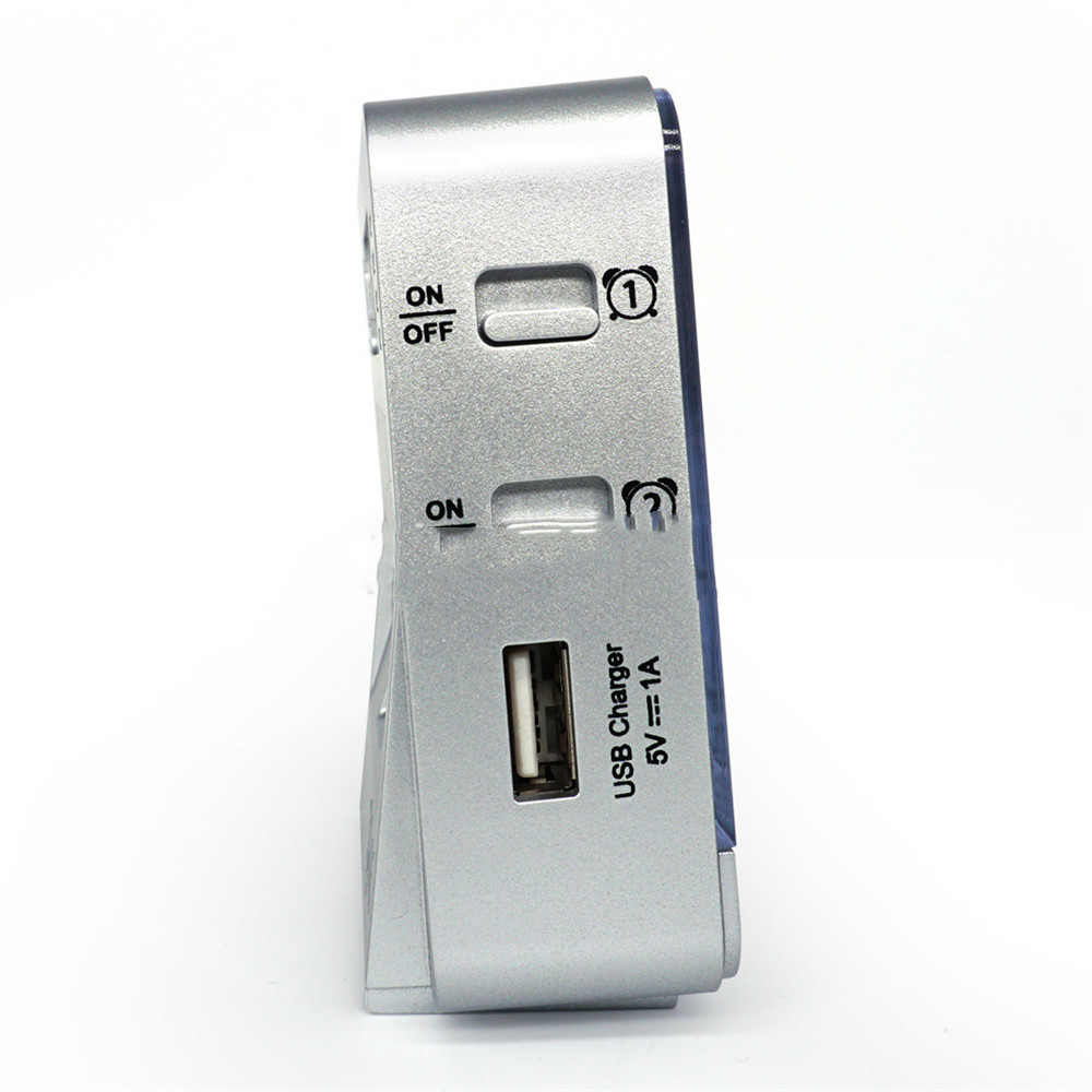 LED Projection Digital Clock USB Charging Dual Alarm Clock with Temperature Humidity Bedroom Tabletop Decoration Sleep Timer