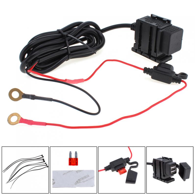 Dual USB Port 12V Waterproof Motorcycle Handlebar Motorbike Power Charger Adapter Power Supply Port Socket for Phone GPS MP4